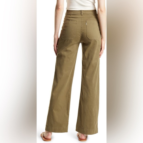 Askk NY Sailor High Waist Wide Leg Cargo Pants Olive Green Size 34 EUC - Picture 2 of 11